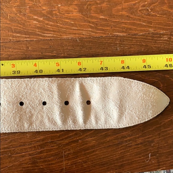 Large Offwhite Faux Leather Belt with Grommets - Picture 3 of 6